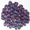 50 11x8mm Transparent Amethyst Lustre Glass Leaf Beads
